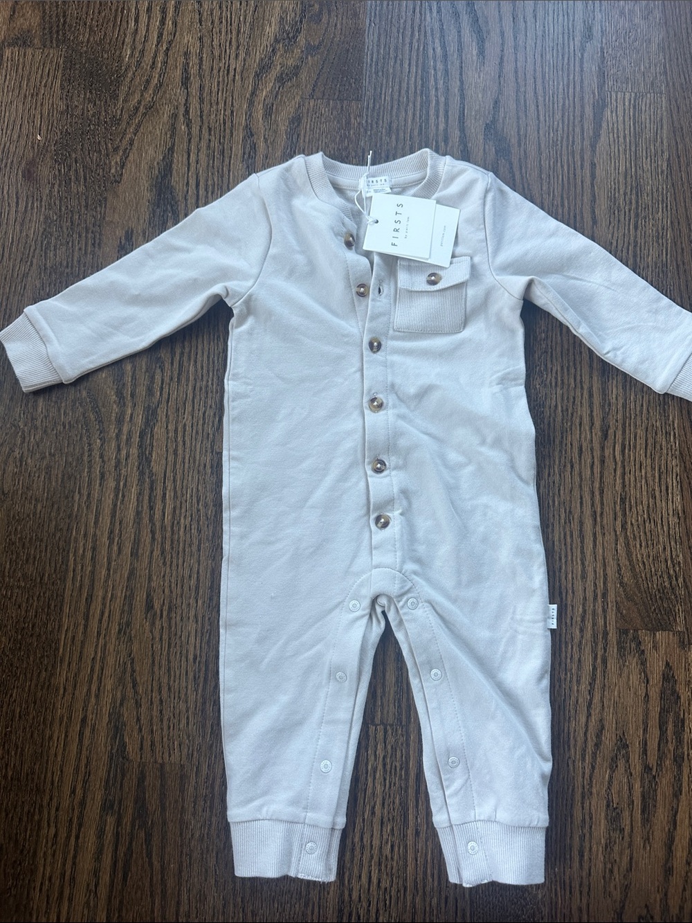 Neutral Cream Baby One-Piece Romper by FIRSTS Petit Lem 12 Month NWT